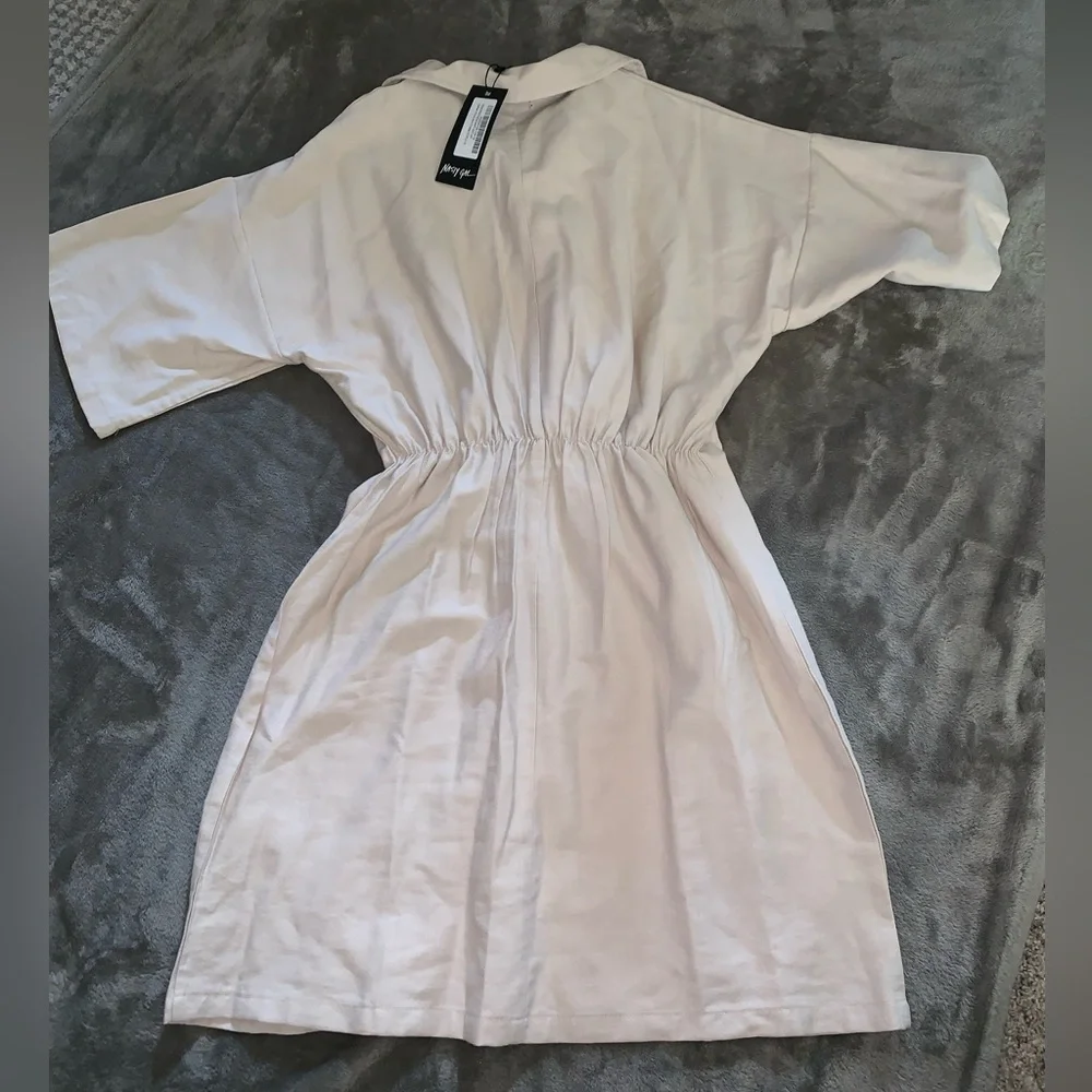 NWT! Nasty Gal Gathered Front Button Down Shirt Mini Dress size 6 - Picture 7 of 10